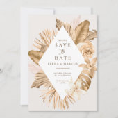 Pampas-Gras Save the Date, getrocknet, aus Goldled Einladung (Vorderseite)