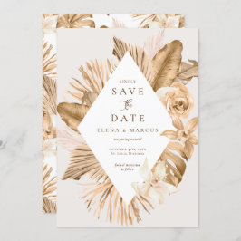 Pampas-Gras Save the Date, getrocknet, aus Goldled Einladung