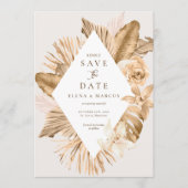 Pampas-Gras Save the Date, getrocknet, aus Goldled Einladung (Vorderseite)