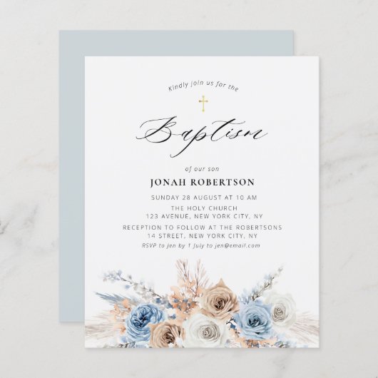 Pampas Gras staubblaue Blumen erhöhen die Taufe (Vorne/Hinten)