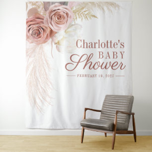 Pampas Gras Tan Baby Shower Foto Booth Hintergrund Wandteppich