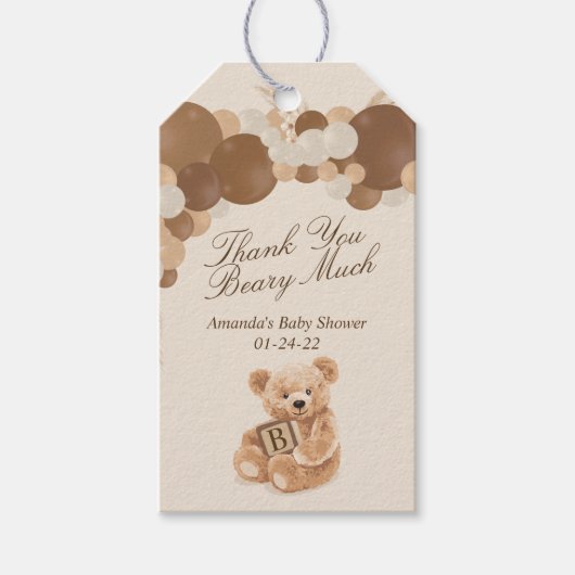 Pampas Gras Teddybär Geschenkanhänger (Vorderseite)