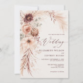Pampas Gras Terrakotta Herbst QR Code Hochzeit Einladung (Vorderseite)