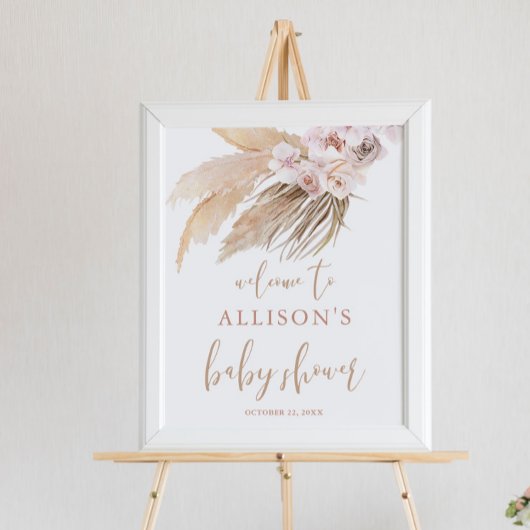 Pampas Gras Thema Babydusche Begrüßungszeichen Poster