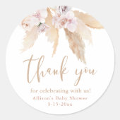 Pampas Gras Tropical Blätter Babyduschkleber Runder Aufkleber (Vorderseite)