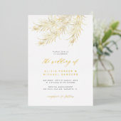 Pampas Gras tropische Hochzeit Gold real Folieneinladung (Stehend vorne)