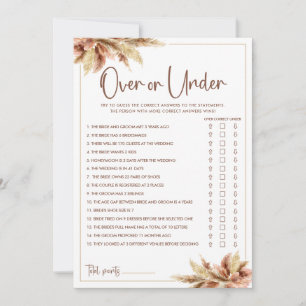 Pampas Gras Über und Unter Brautparty Spielkarte Einladung