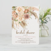 Pampas-Gras und boho-Rose-Brautparty Einladung (Stehend Vorderseite)