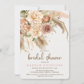 Pampas-Gras und boho-Rose-Brautparty Einladung (Vorderseite)