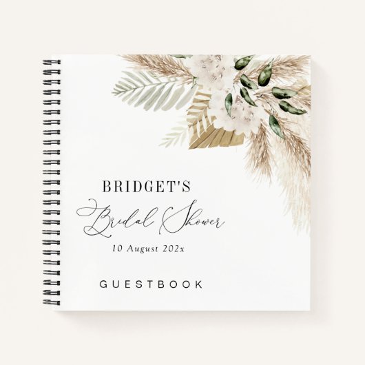 Pampas Gras und Brautparty Gästebuch Notizblock (Vorderseite)