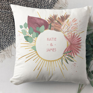 Pampas Gras und Goldene Sonne Mandala Jubiläum Kissen