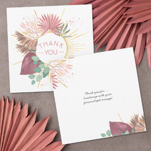 Pampas Gras und Mandala Boho Rosa und Gold Dankeskarte
