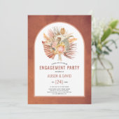 Pampas Gras und Palm Terracotta-Verlobungsparty Einladung (Stehend Vorderseite)