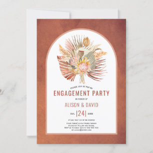 Pampas Gras und Palm Terracotta-Verlobungsparty Einladung