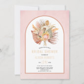 Pampas-Gras und Palm-weiches rosa Brautparty Einladung (Vorderseite)