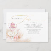 Pampas Gras und Pink Tea Tee Brautparty Tee Einladung (Vorderseite)