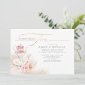 Pampas Gras und Pink Tea Tee Brautparty Tee Einladung (Stehend Vorderseite)