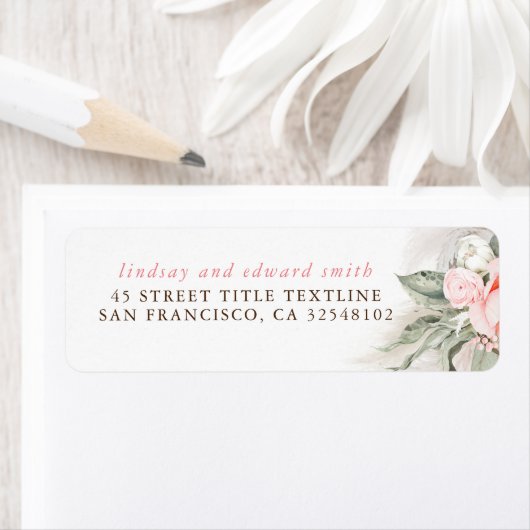 Pampas Gras und rosa Blume - Boho-Etikett (Insitu)