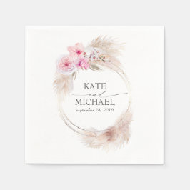 Pampas Gras und rosa Orchideen tropisch Serviette