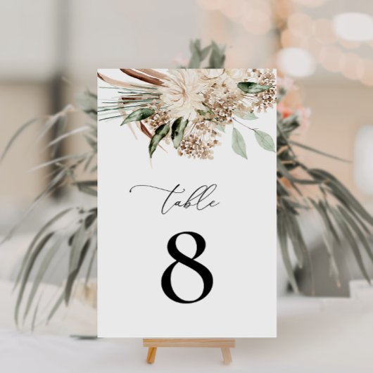 Pampas Gras und Salbei Tischnummer