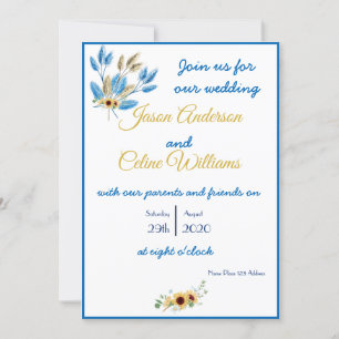 Pampas Gras und Sonnenblumen Einladung Hochzeit
