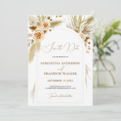 Pampas Gras Wasserfarbe boho elegant Save the Date Einladung (Stehend Vorderseite)