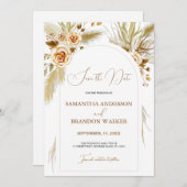 Pampas Gras Wasserfarbe boho elegant Save the Date Einladung (Vorne/Hinten)