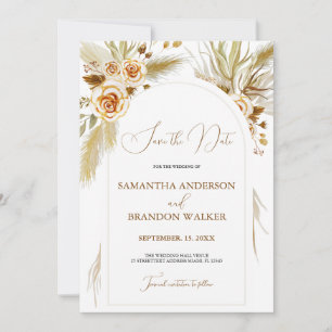 Pampas Gras Wasserfarbe boho elegant Save the Date Einladung