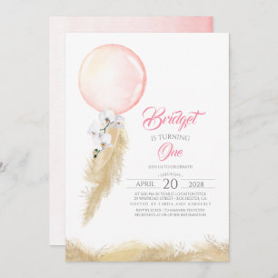 Pampas Gras Weiße Orchideen Ballon Exotic Geburtst Einladung