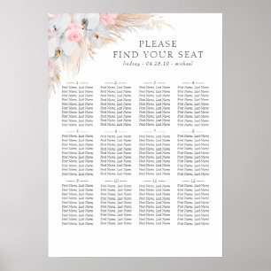 Pampas Gras Weiße Orchideen Hochzeitskarte Poster