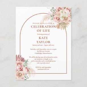 Pampas Grasbogen - Feier des Lebens Trauerfeier Postkarte