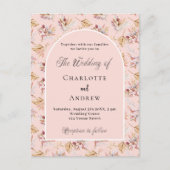 Pampas Grasflorale Rose Goldbrasse Hochzeit Einladungspostkarte (Vorderseite)