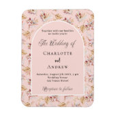 Pampas Grasflorale Rose Goldene Hochzeit Einladung Magnet (Vertikal)