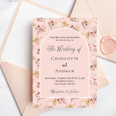 Pampas Grasflorale Rose Goldmedaille Hochzeit Einladung