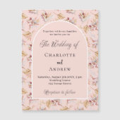 Pampas Grasflorale Rose Goldmedaille Hochzeit Magneteinladung (Vorderseite)