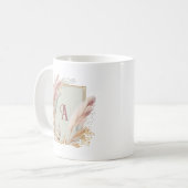 Pampas Grasrahmen mit Monogramm Tasse Geschenkidee (Vorderseite Links)