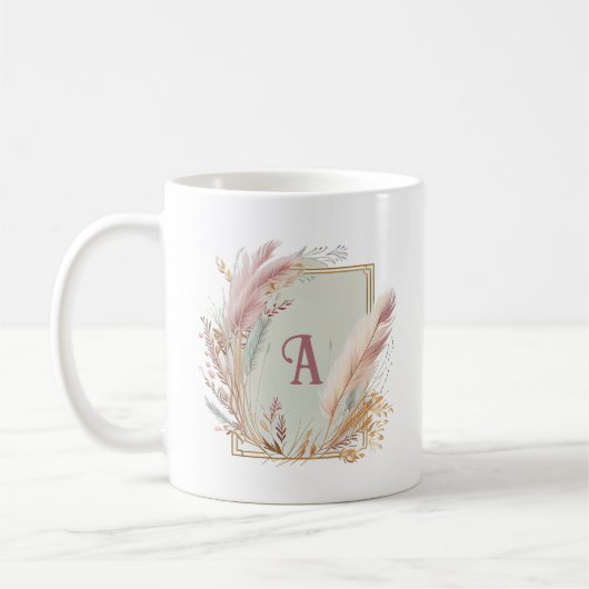 Pampas Grasrahmen mit Monogramm Tasse Geschenkidee (Links)