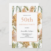 Pampas Grass 50. Geburtstag Einladung (Vorne/Hinten)