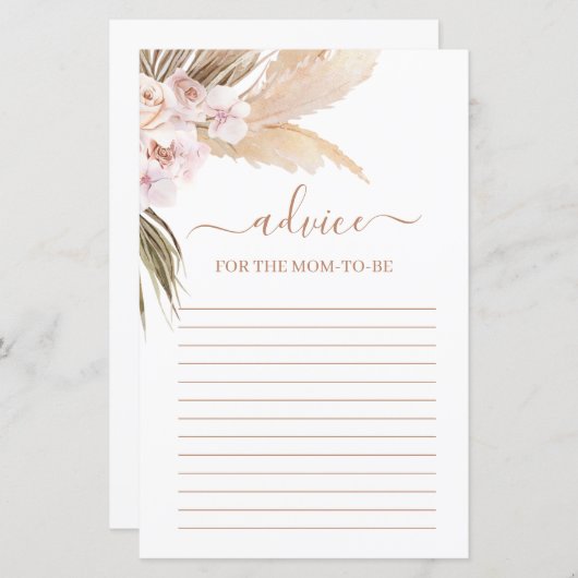 Pampas Grass Advice Card (Vorne/Hinten)