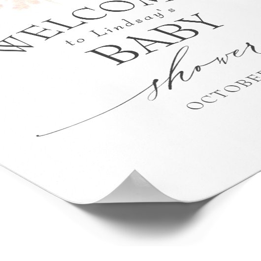 Pampas Grass and Anthuriums Baby Dusche Willkommen Poster (Ecke)