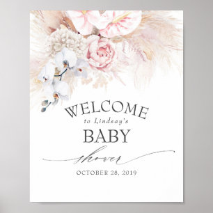Pampas Grass and Anthuriums Baby Dusche Willkommen Poster