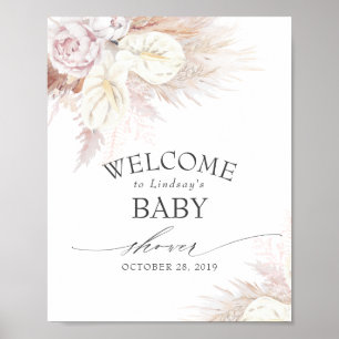 Pampas Grass and Anthuriums Babydusche Begrüßung Poster