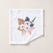 Pampas Grass and Feathers on White Bath Handtuch S Badhandtuch Set (Waschlappen)