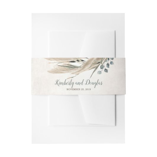 Pampas Grass and Greenerity Wedding Einladungsbanderole (Vorderseite Beispiel)