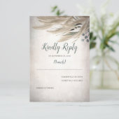 Pampas Grass and Greenerity Wedding RSVP (Stehend Vorderseite)