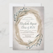 Pampas Grass and Greenery Boho Chic Abschluss Einladung (Vorderseite)