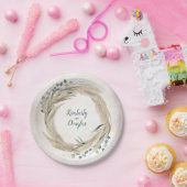 Pampas Grass and Greenery Wreath Wedding Pappteller (Party)