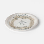 Pampas Grass and Greenery Wreath Wedding Pappteller (Schrägansicht)