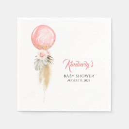 Pampas Grass and Pink Blume Ballon Babydusche Serviette