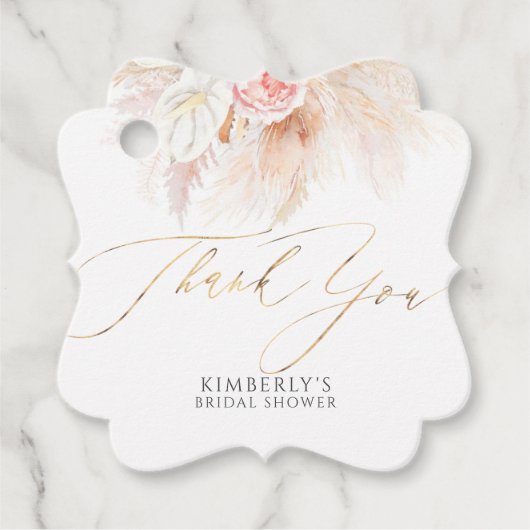 Pampas Grass and Pink Blume Vielen Dank Geschenkanhänger (Vorderseite)